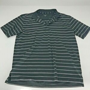 Performance Black White Striped Short Sleeve Polo Shirt Men's Size Medium